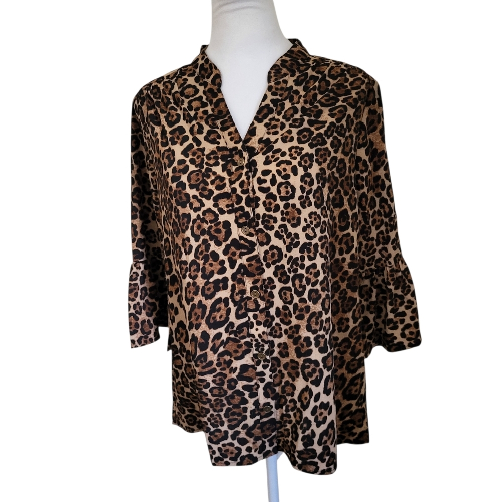 Ruby Rd Animal Print Blouse sz XS